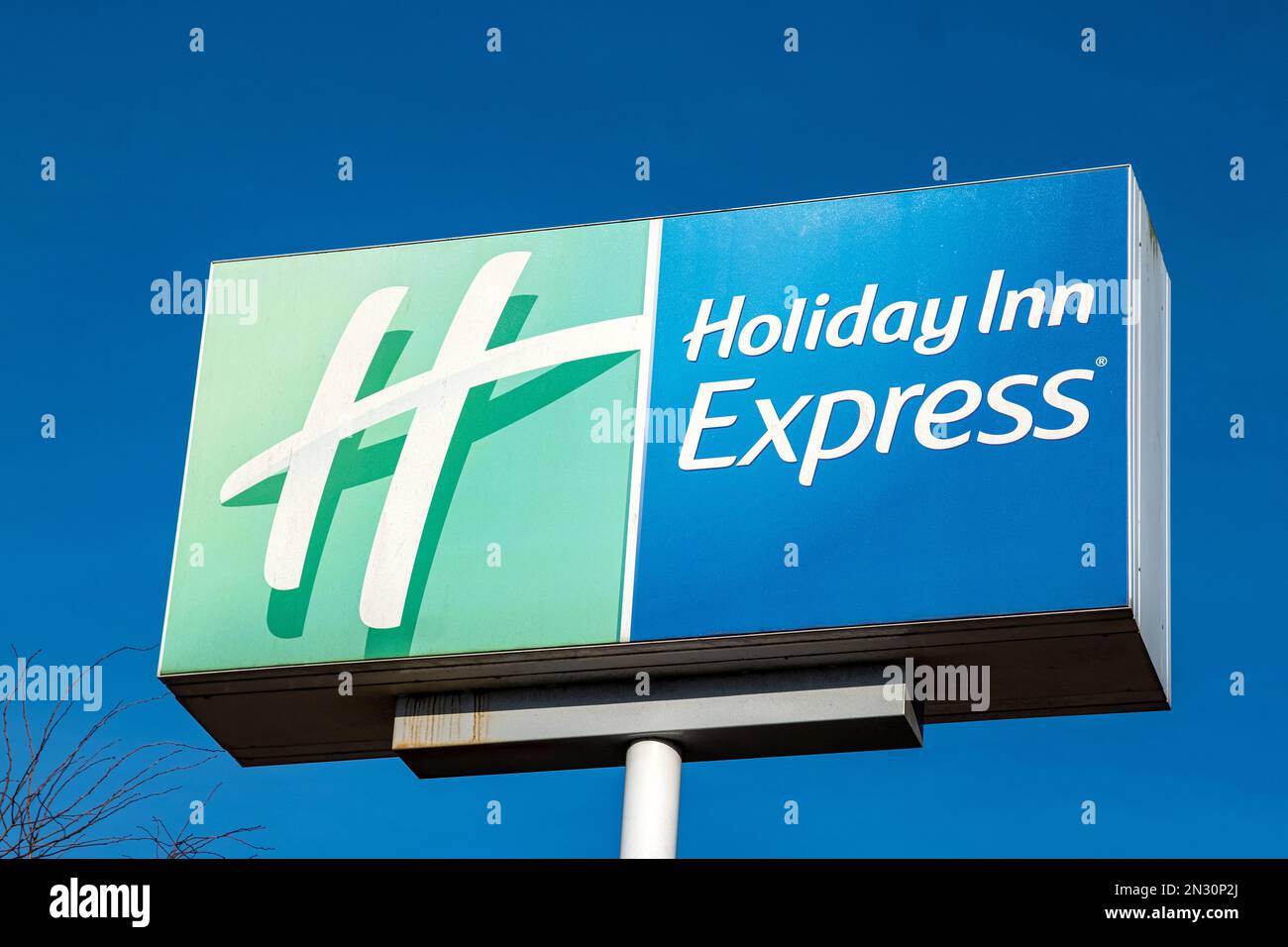 Close up of Holiday Inn Express sign UK Stock Photo
