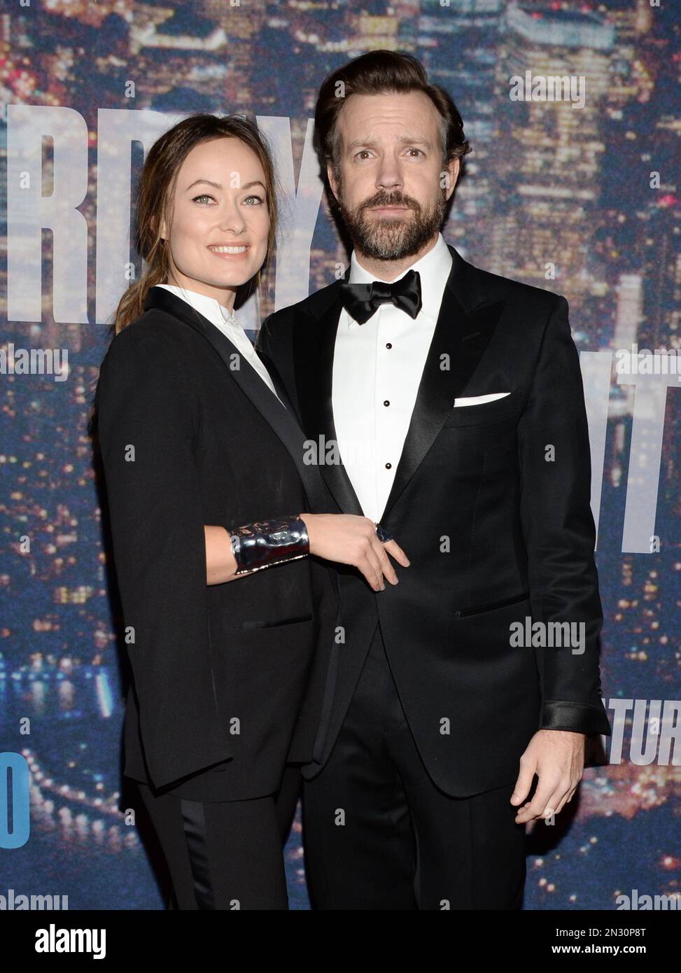 Olivia Wilde and husband Jason Sudeikis attend the SNL 40th Anniversary