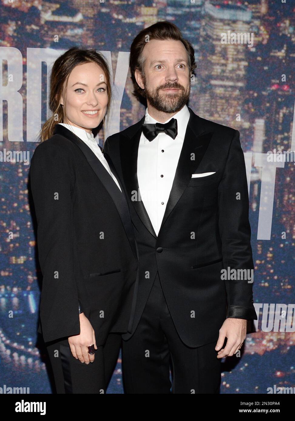 Olivia Wilde and husband Jason Sudeikis attend the SNL 40th Anniversary