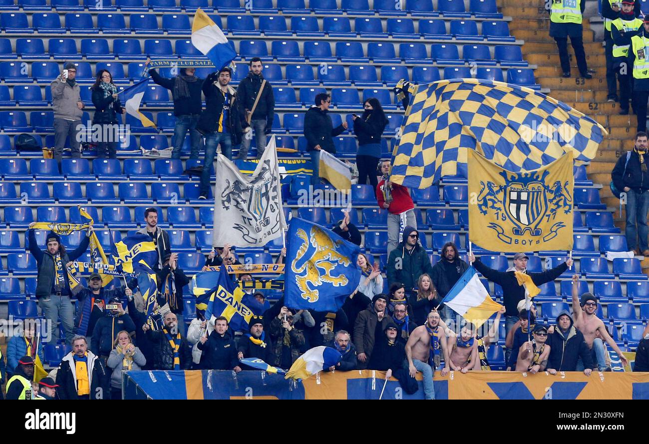 Parma fans react at the end of a Serie A soccer match between Roma and ...