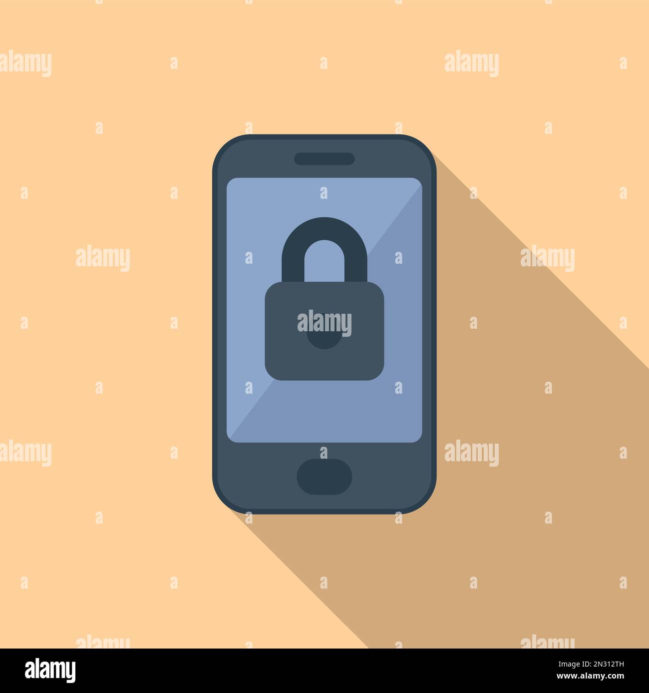 Phone lock icon flat vector. Hacker error. Security bug Stock Vector