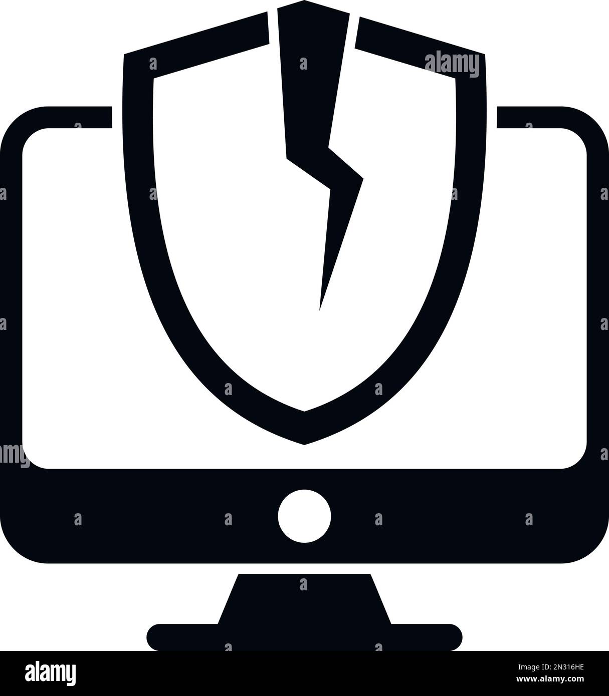 Computer error icon simple vector. Security threat. Alert scam Stock ...