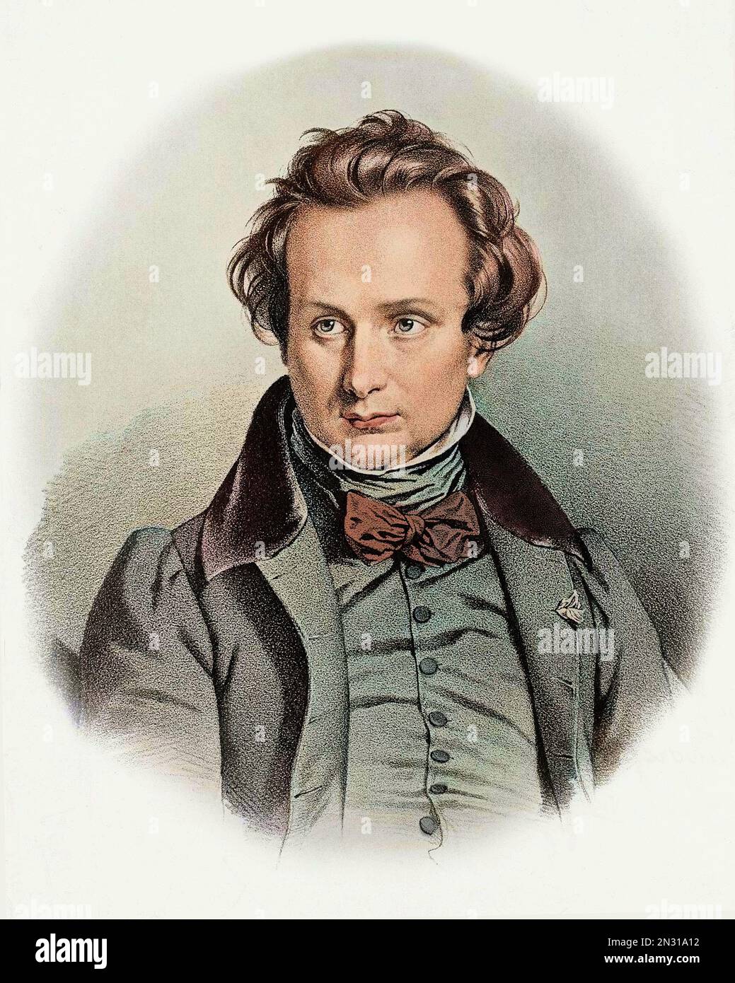 Portrait of Victor-Marie Hugo (1802-1885), French writer, by Antoine Maurin Stock Photo
