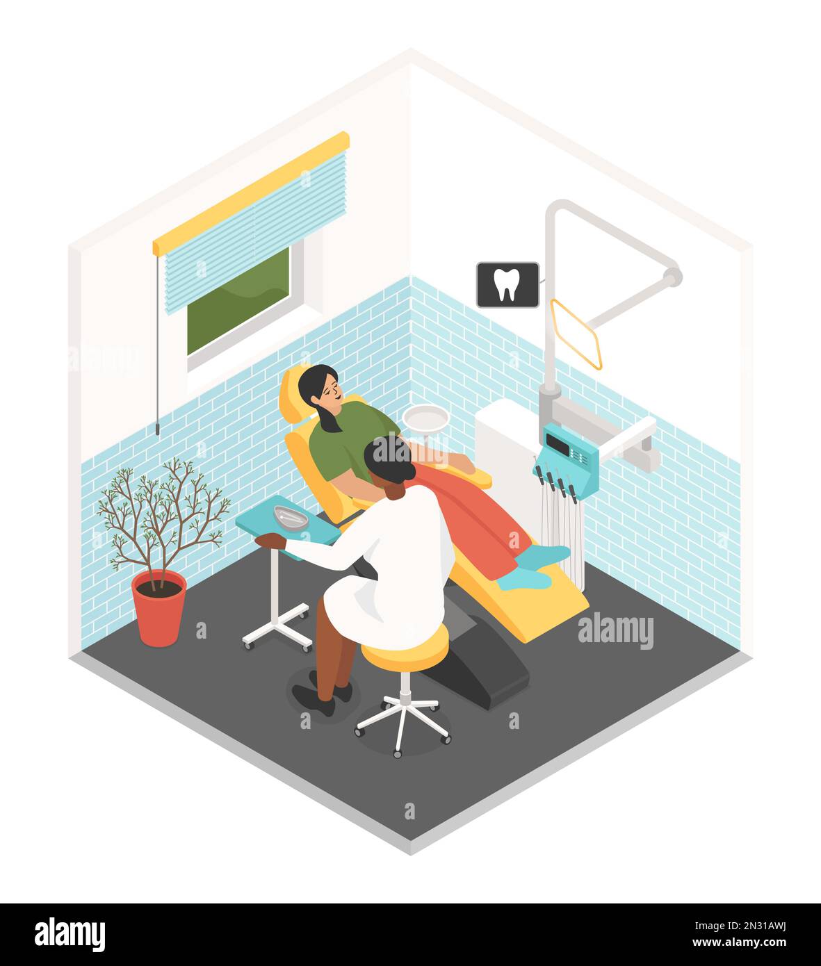 Visiting a dentist - modern vector colorful isometric illustration Stock Vector