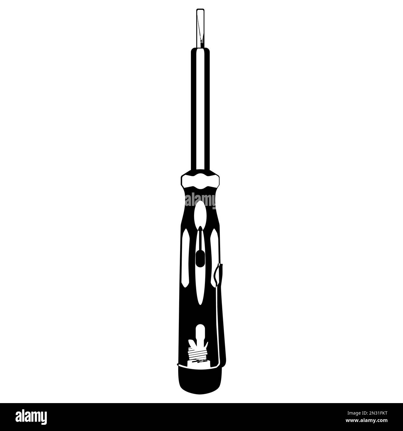 Indicator screwdriver, electrical tester black silhouette, vector illustration Stock Vector
