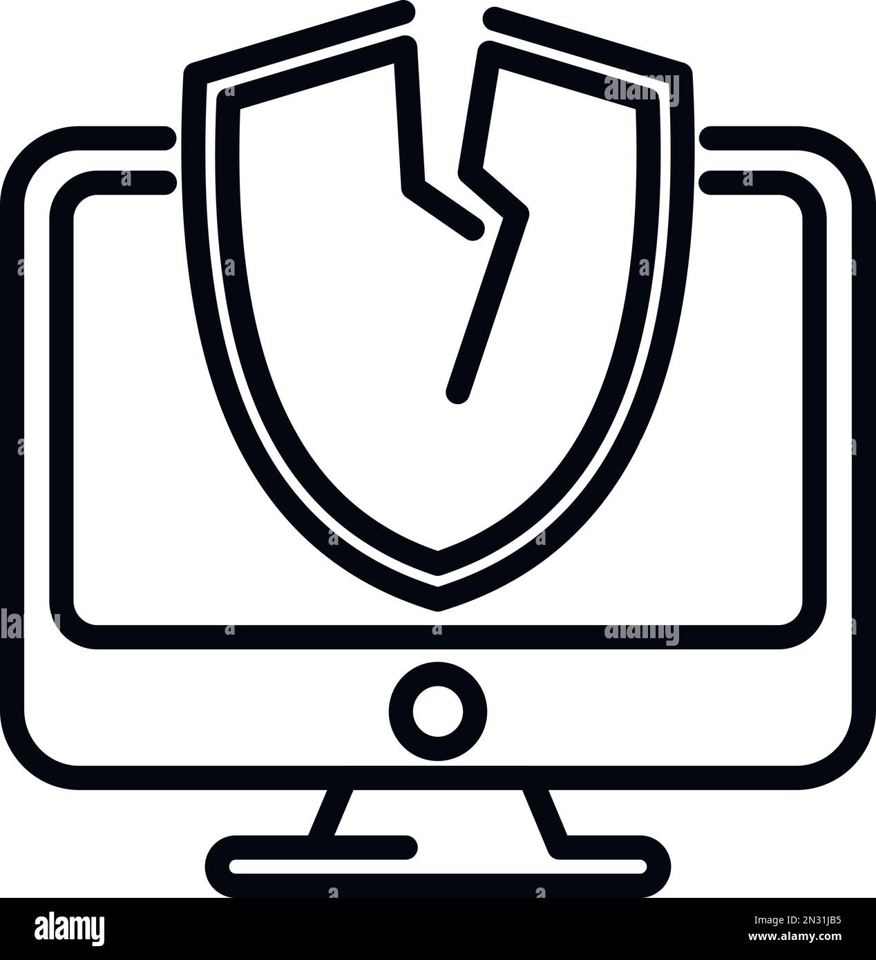 Computer error icon outline vector. Security threat. Alert scam Stock ...