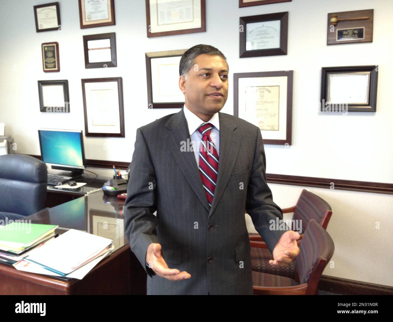 Dr. Rahul Gupta, state health officer of West Virginia, talks in his ...