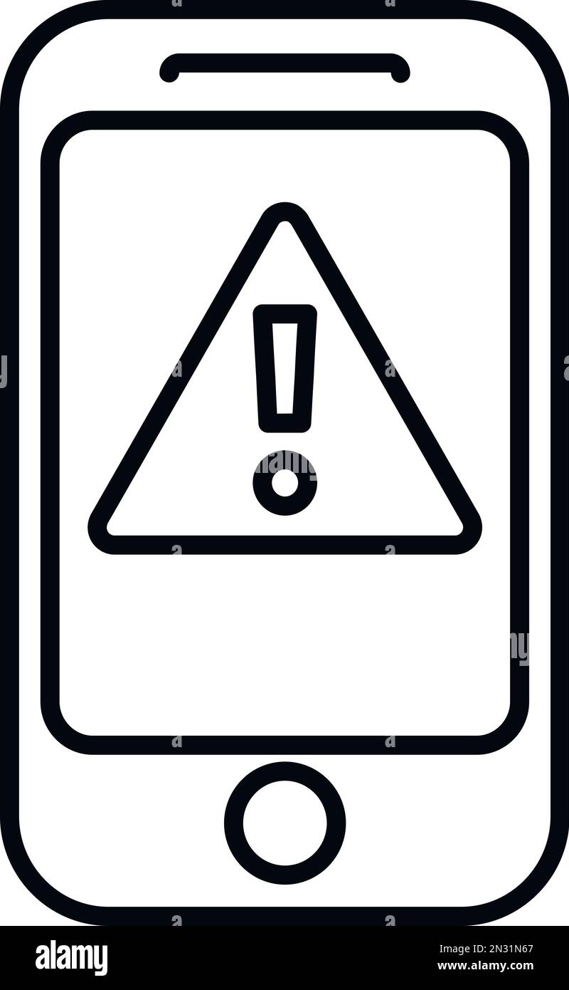 Smartphone alert icon outline vector. Virus error. Computer fraud Stock Vector