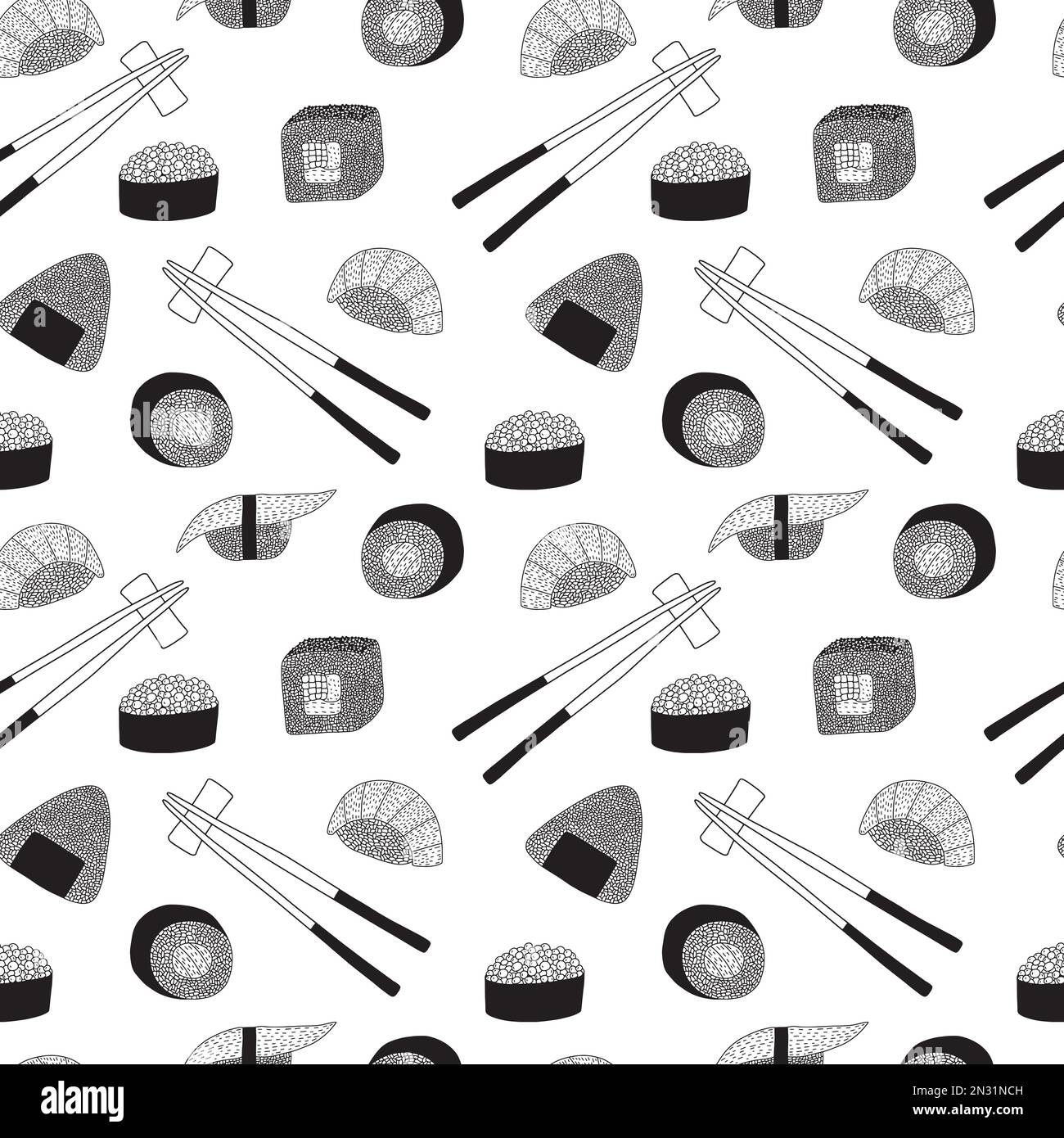 Vector sushi and rolls with fish seamless pattern Stock Vector Image ...