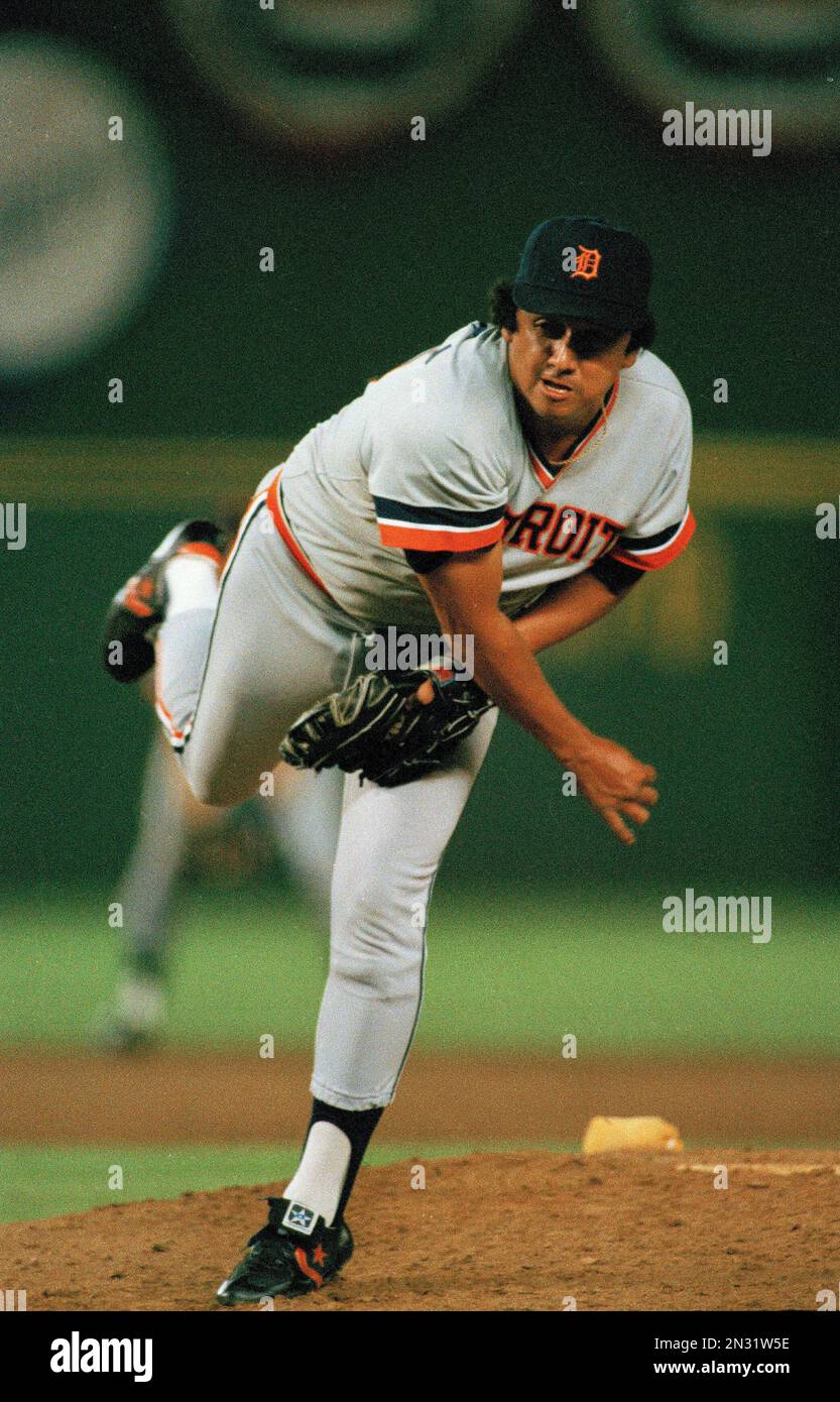 Detroit Tigers pitcher Aurelio Lopez is pictured during World Series action  against the San Diego Padres at Jack Murphy Stadium in San Diego, Oct. 1984.  (AP Photo Stock Photo - Alamy