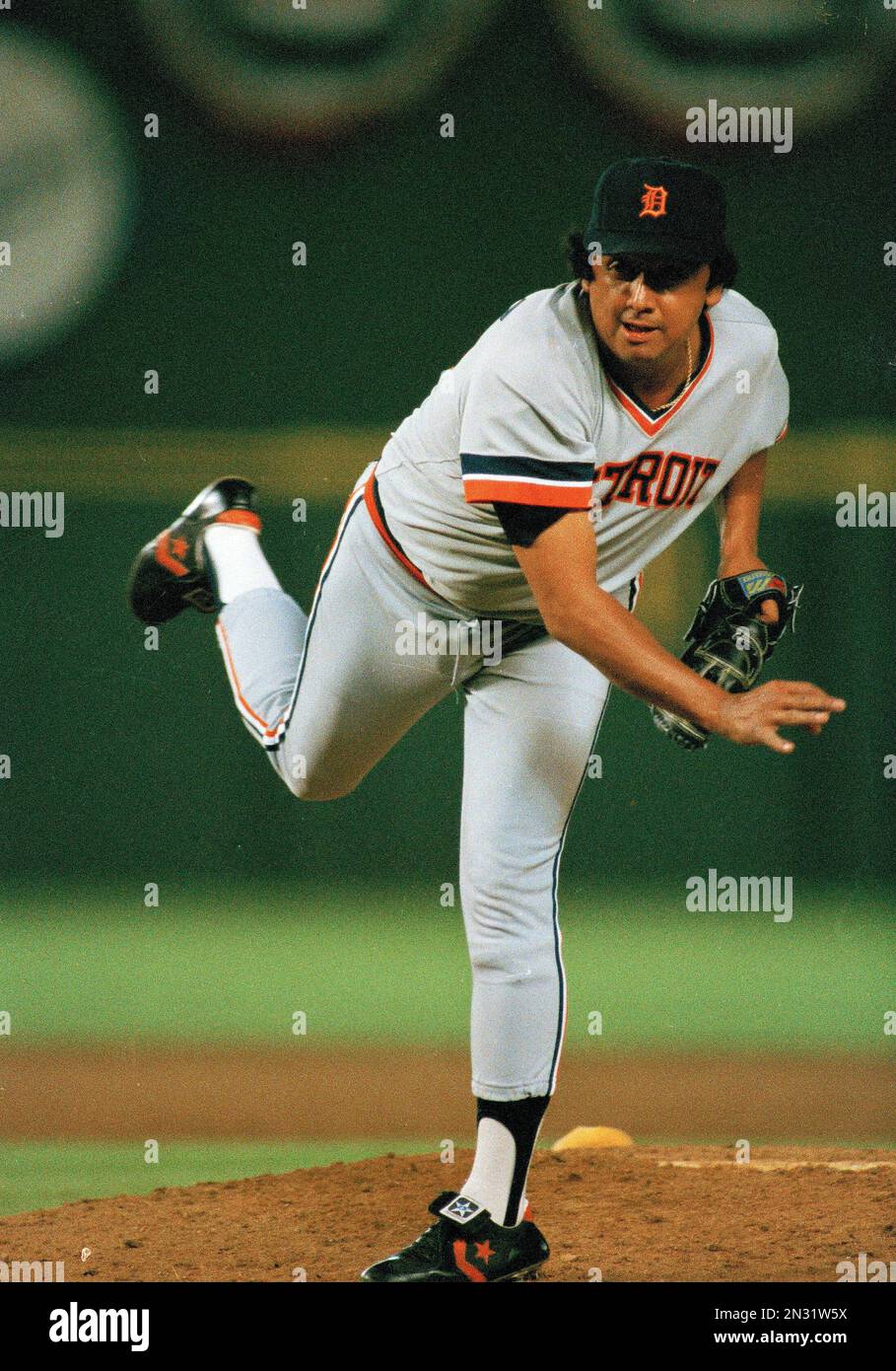 Detroit Tigers pitcher Aurelio Lopez is pictured during World Series action  against the San Diego Padres at Jack Murphy Stadium in San Diego, Oct. 1984.  (AP Photo Stock Photo - Alamy