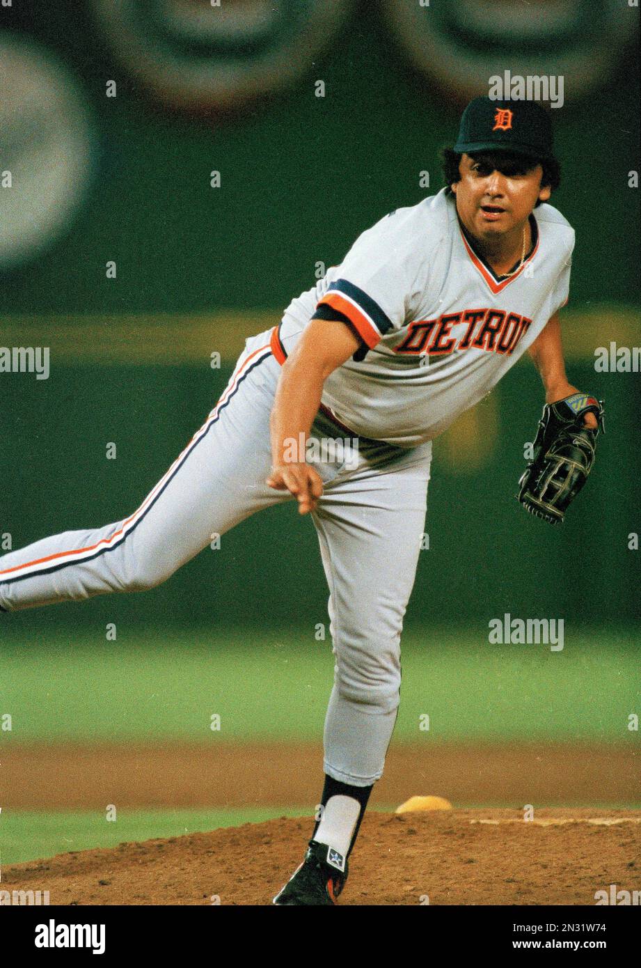 Detroit Tigers pitcher Aurelio Lopez is pictured during World Series action  against the San Diego Padres at Jack Murphy Stadium in San Diego, Oct. 1984.  (AP Photo Stock Photo - Alamy