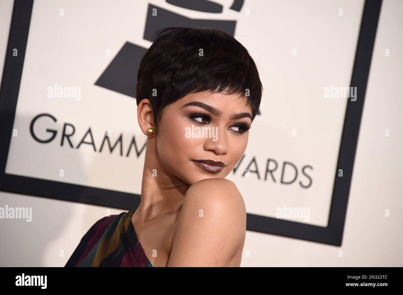 Zendaya arrives at the 57th annual Grammy Awards at the Staples Center