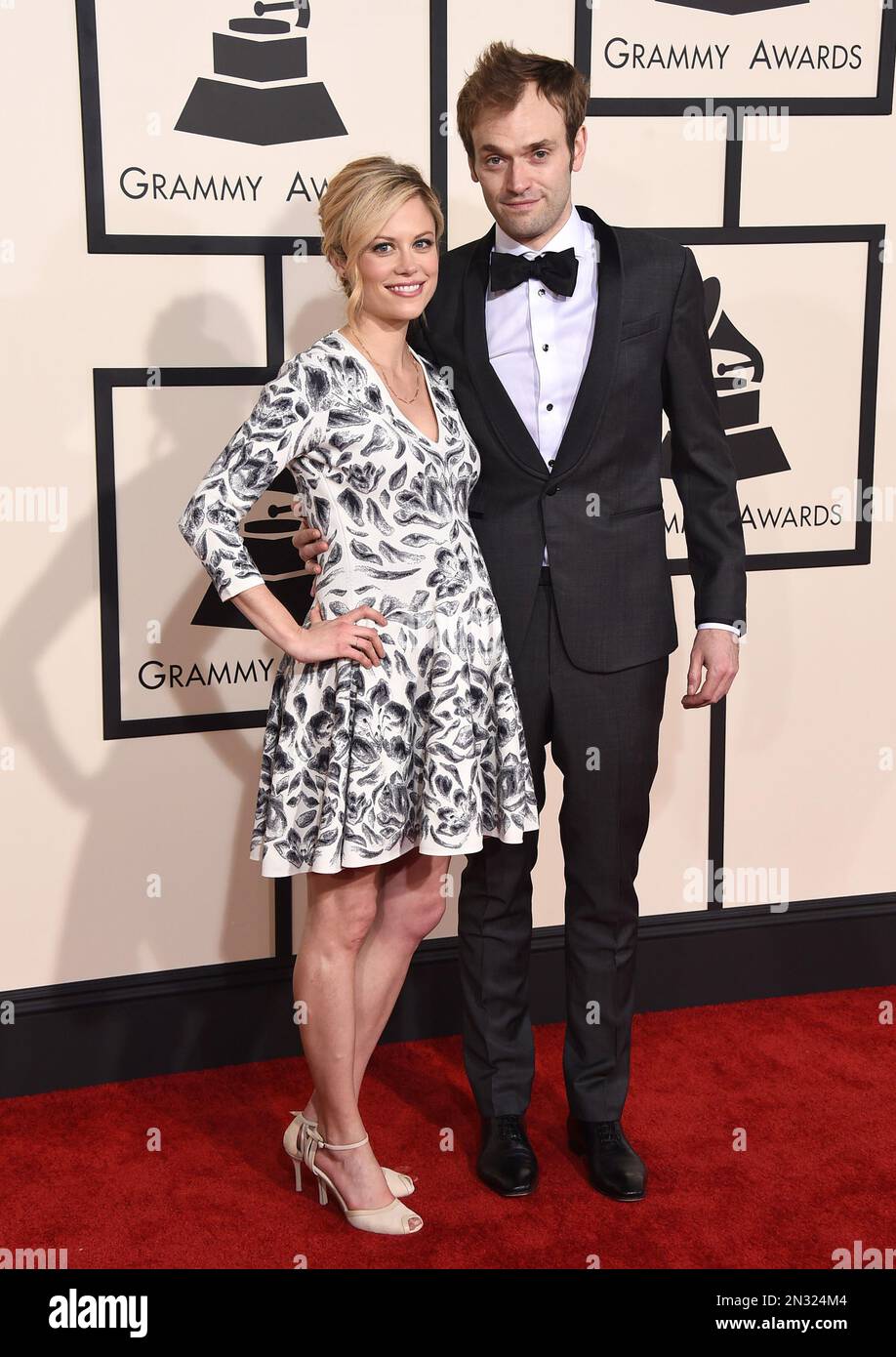 Claire Coffee, left, and Chris Thile arrive at the 57th annual Grammy ...