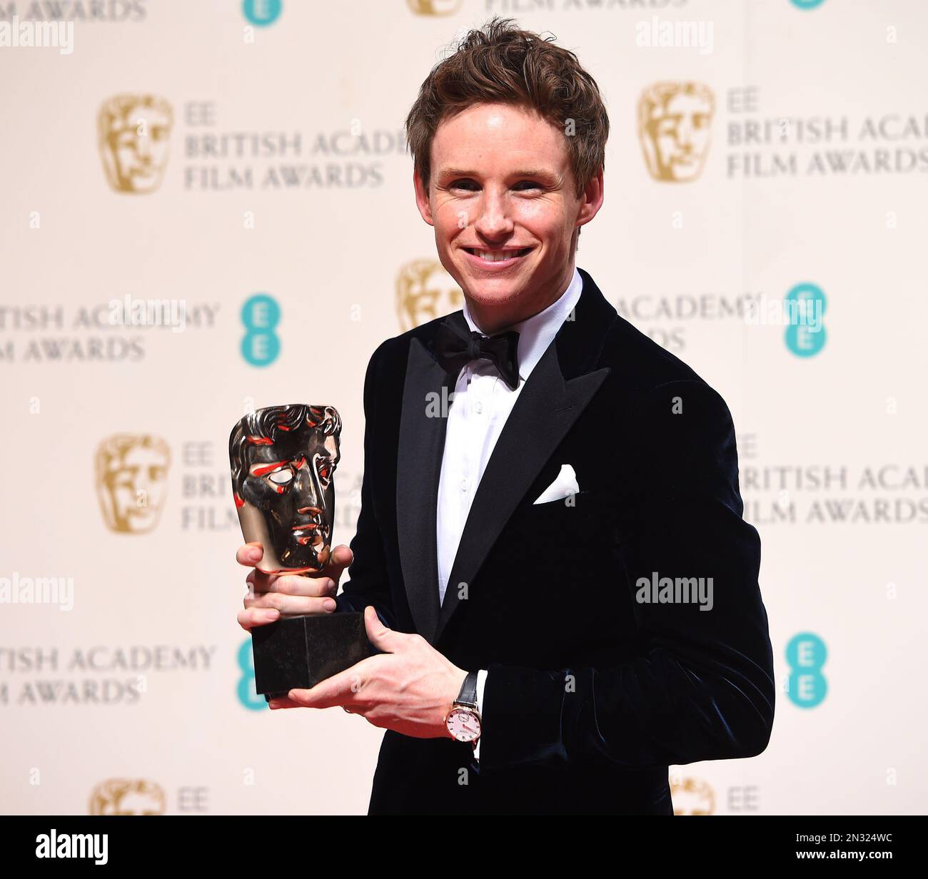 Eddie Redmayne, winner of Best Actor for The Theory of Everything poses ...