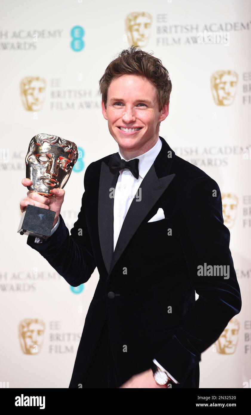 Eddie Redmayne, winner of Best Actor for The Theory of Everything poses ...