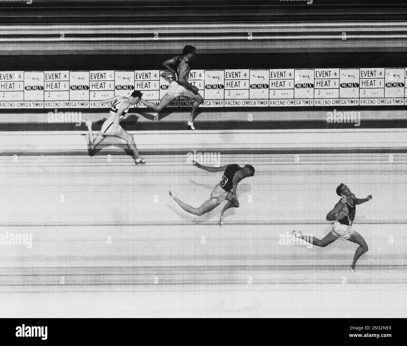 The official photo finish of the men's 400 meters hurdles event at the ...