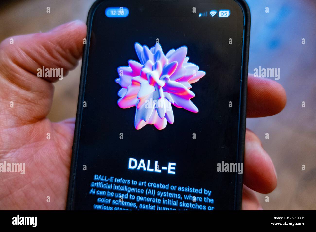 Artificial Intelligence system Dall-E logo shown on screen of mobile phone Stock Photo