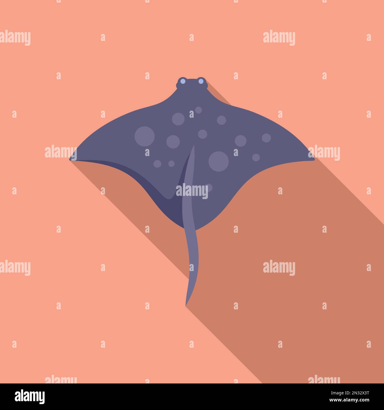 Cute stingray icon flat vector. Fish animal. Water nature Stock Vector