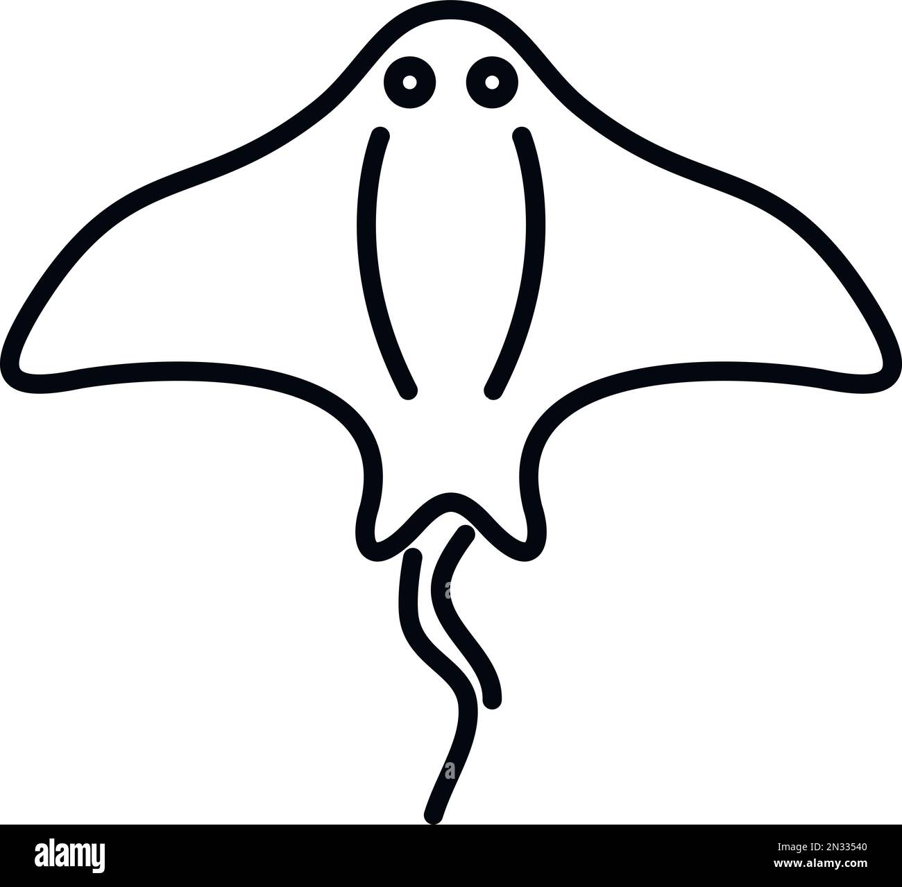 Ocean stingray icon outline vector. Fish animal. Water nature Stock