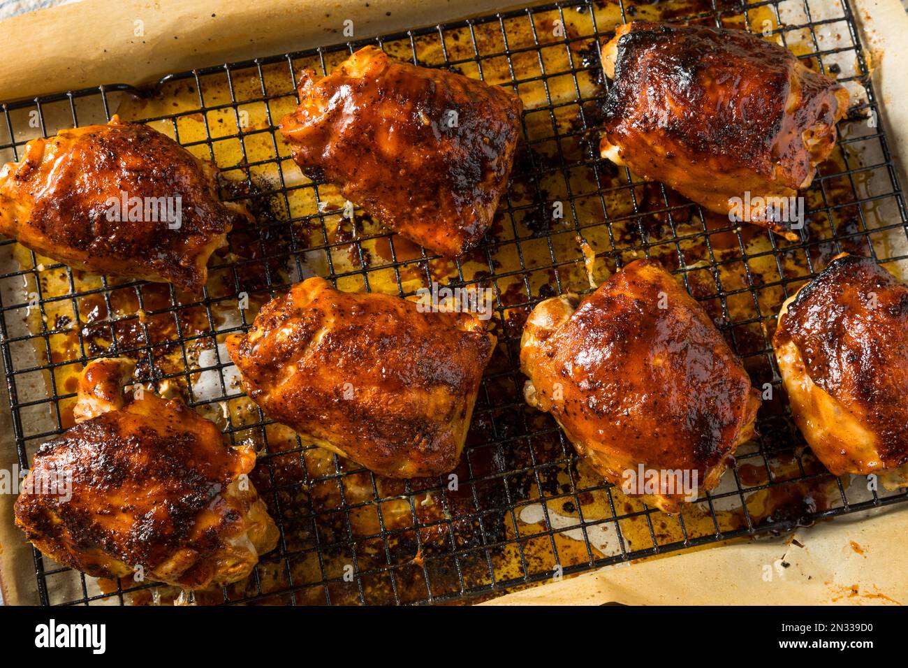 Homemade Healthy BBQ Chicken Thighs with Barbecue Sauce Stock Photo Alamy