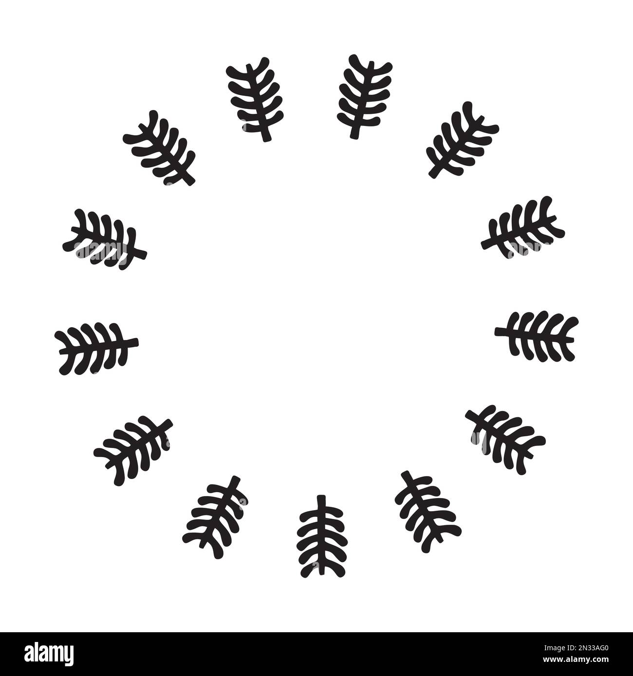 Outdoor forest vector frame. Scandi block print woodland border Stock