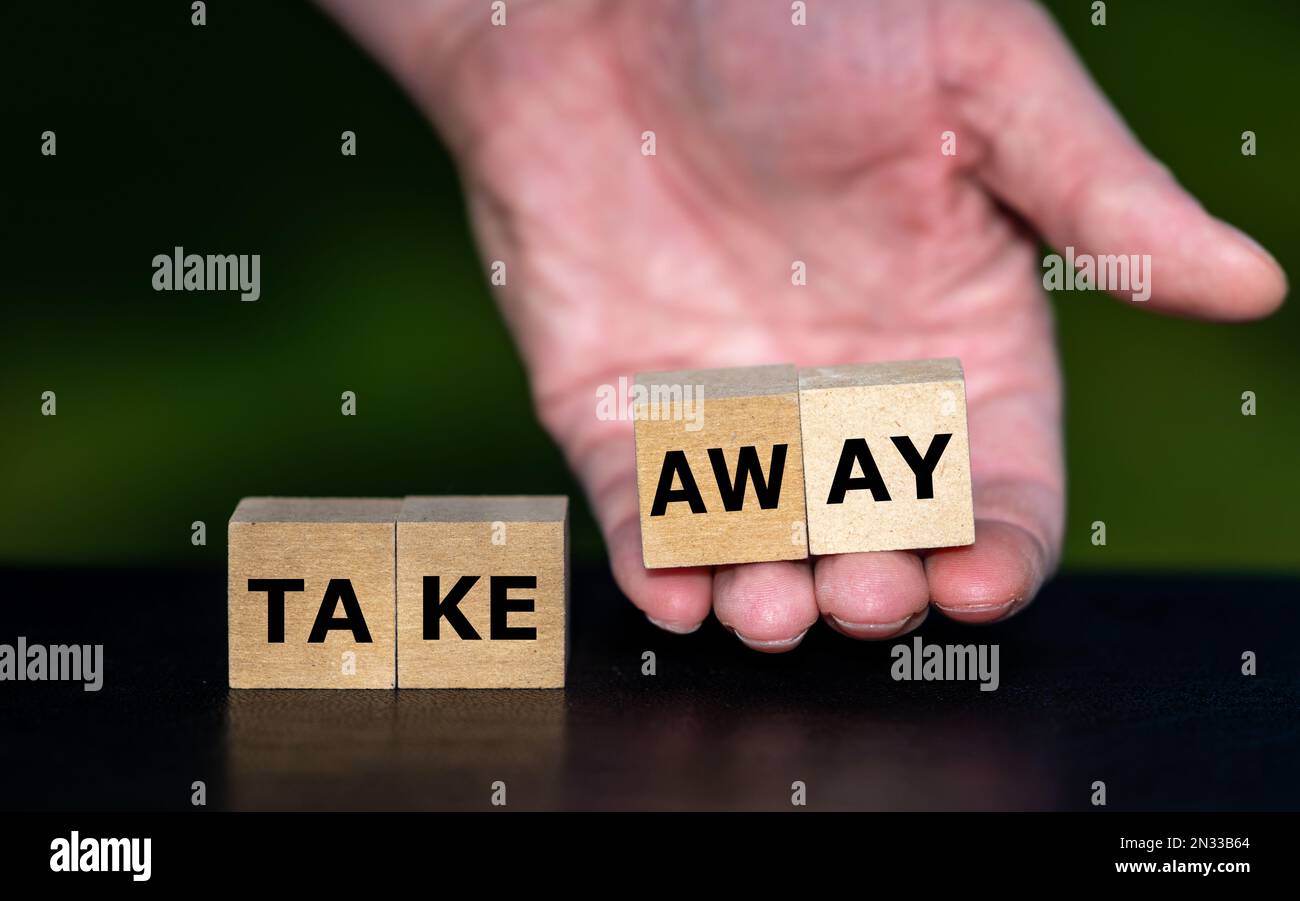 Cubes form the expression 'take away'. Stock Photo