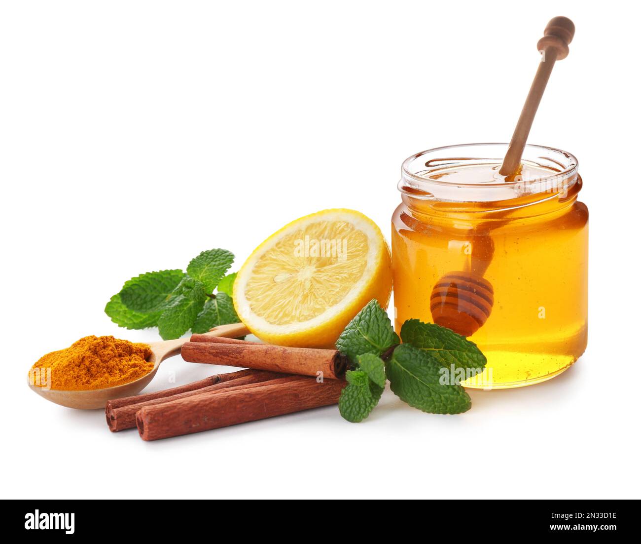 Composition with different natural antibiotics on white background Stock Photo