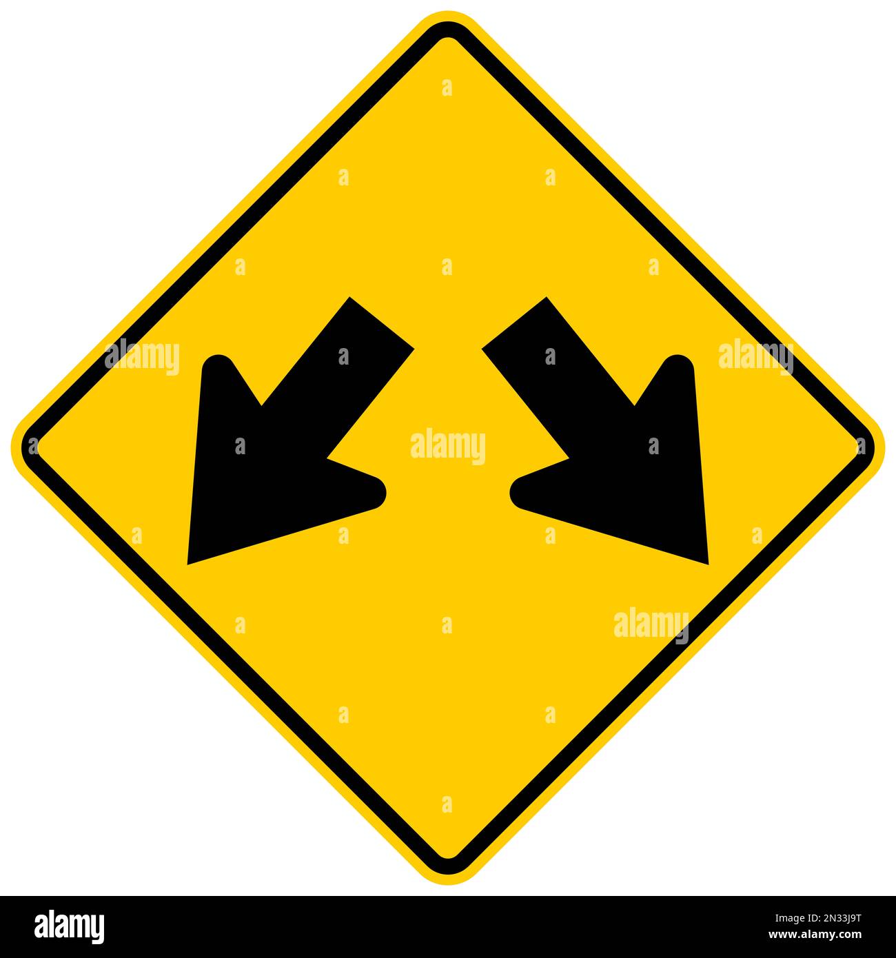 Double arrow warning sign Stock Photo - Alamy