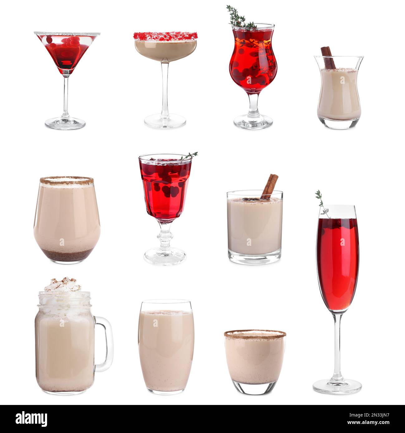 Set of tasty cocktails with liqueurs isolated on white Stock Photo Alamy