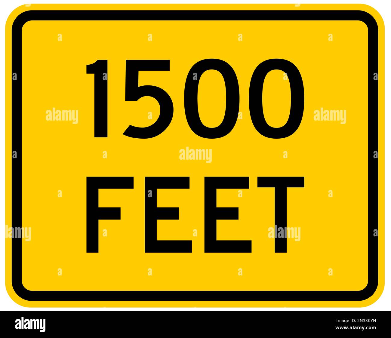 Distance in feet warning sign Stock Photo Alamy