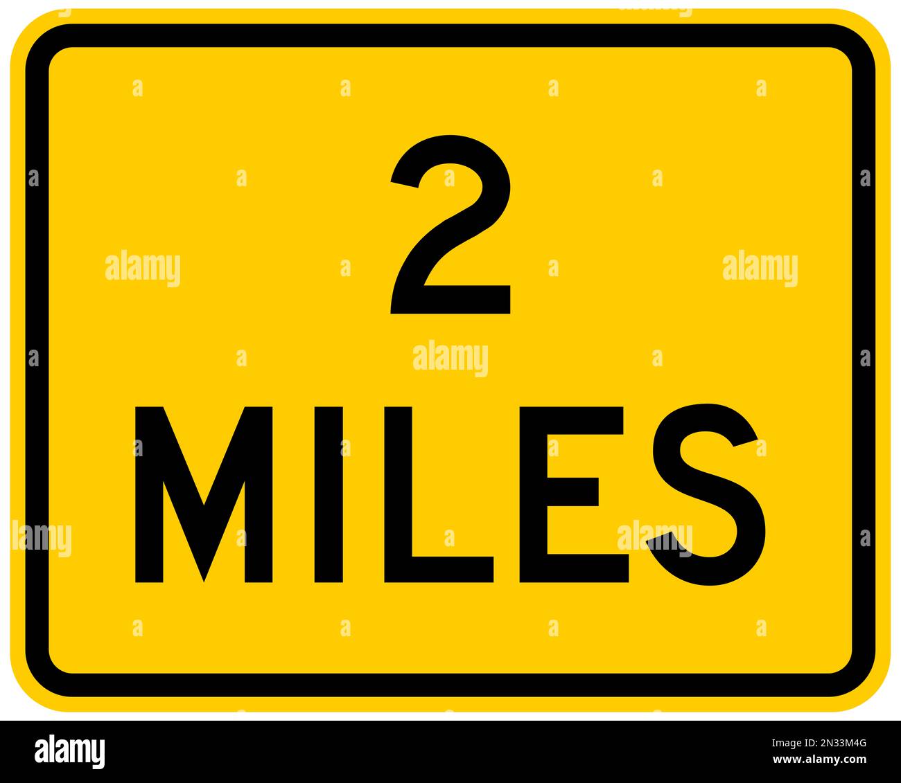 Distance in miles warning sign Stock Photo