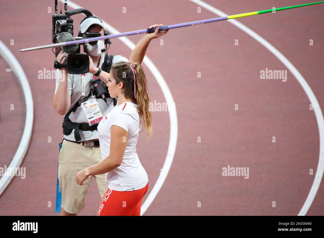 AUG 06, 2021 - Tokyo, Japan: Maria ANDREJCZYK of Poland in the Athletics Women's Javelin Throw Final at the Tokyo 2020 Olympic Games (Photo: Mickael C Stock Photo