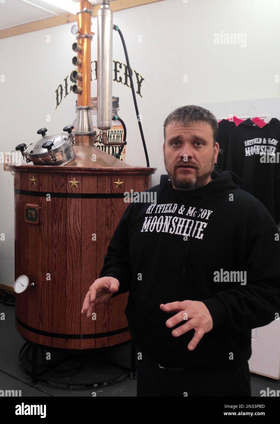 Chad discusses the distilling process at the Hatfield & McCoy