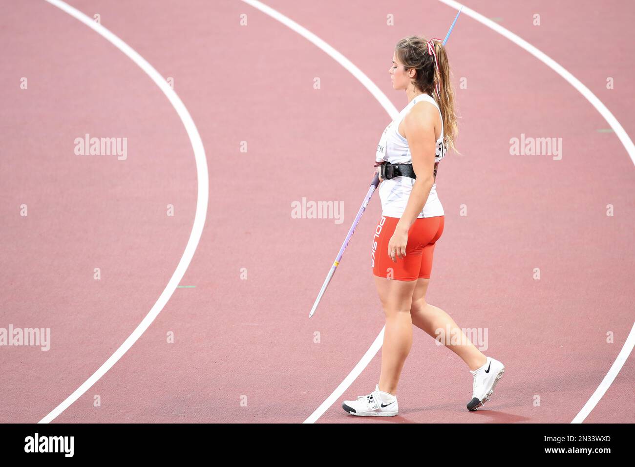 AUG 06, 2021 - Tokyo, Japan: Maria ANDREJCZYK of Poland in the Athletics Women's Javelin Throw Final at the Tokyo 2020 Olympic Games (Photo: Mickael C Stock Photo