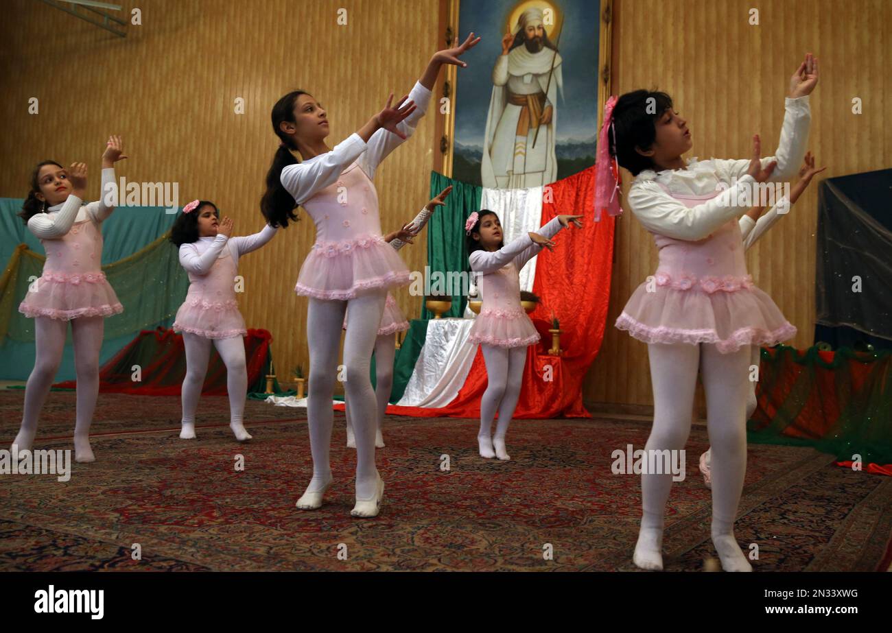 Iranian Zoroastrian girls dance in a ceremony celebrating Zoroastrians