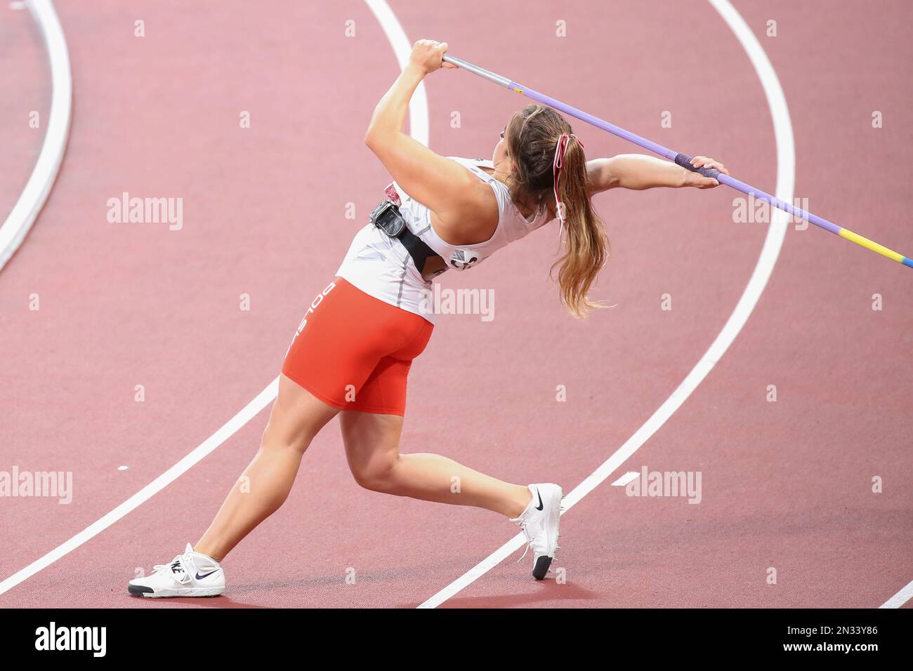 AUG 06, 2021 - Tokyo, Japan: Maria ANDREJCZYK of Poland in the Athletics Women's Javelin Throw Final at the Tokyo 2020 Olympic Games (Photo: Mickael C Stock Photo