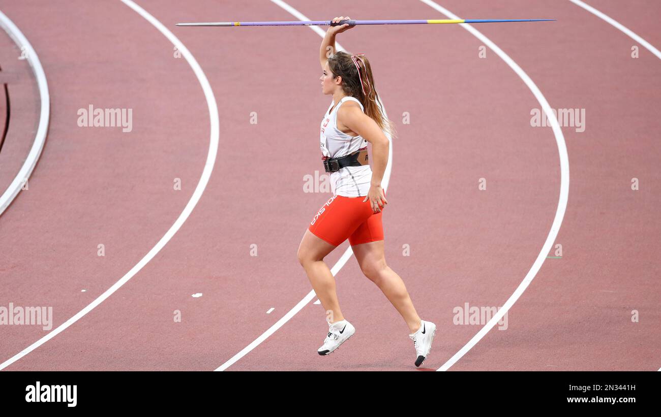 AUG 06, 2021 - Tokyo, Japan: Maria ANDREJCZYK of Poland in the Athletics Women's Javelin Throw Final at the Tokyo 2020 Olympic Games (Photo: Mickael C Stock Photo