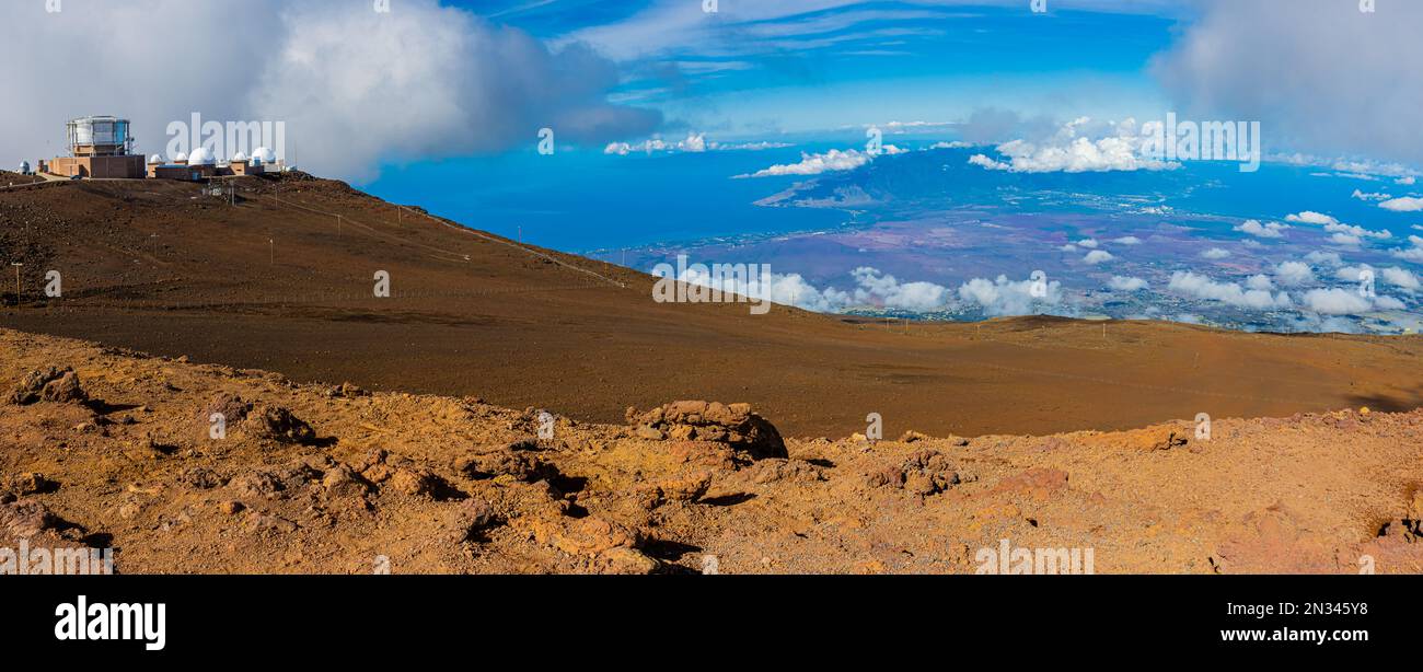The Haleakala Observatories, Haleakala National Park, Maui, Hawaii, USA Stock Photo