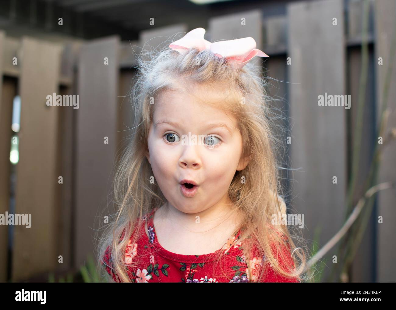 Surprised toddler girl. Face expression Stock Photo