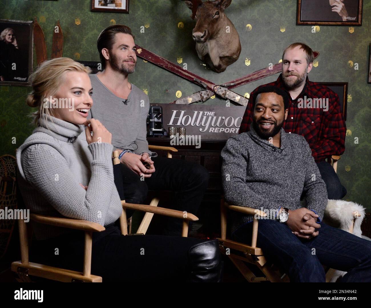 From left to right, actress Margot Robbie, actor Chris Pine,