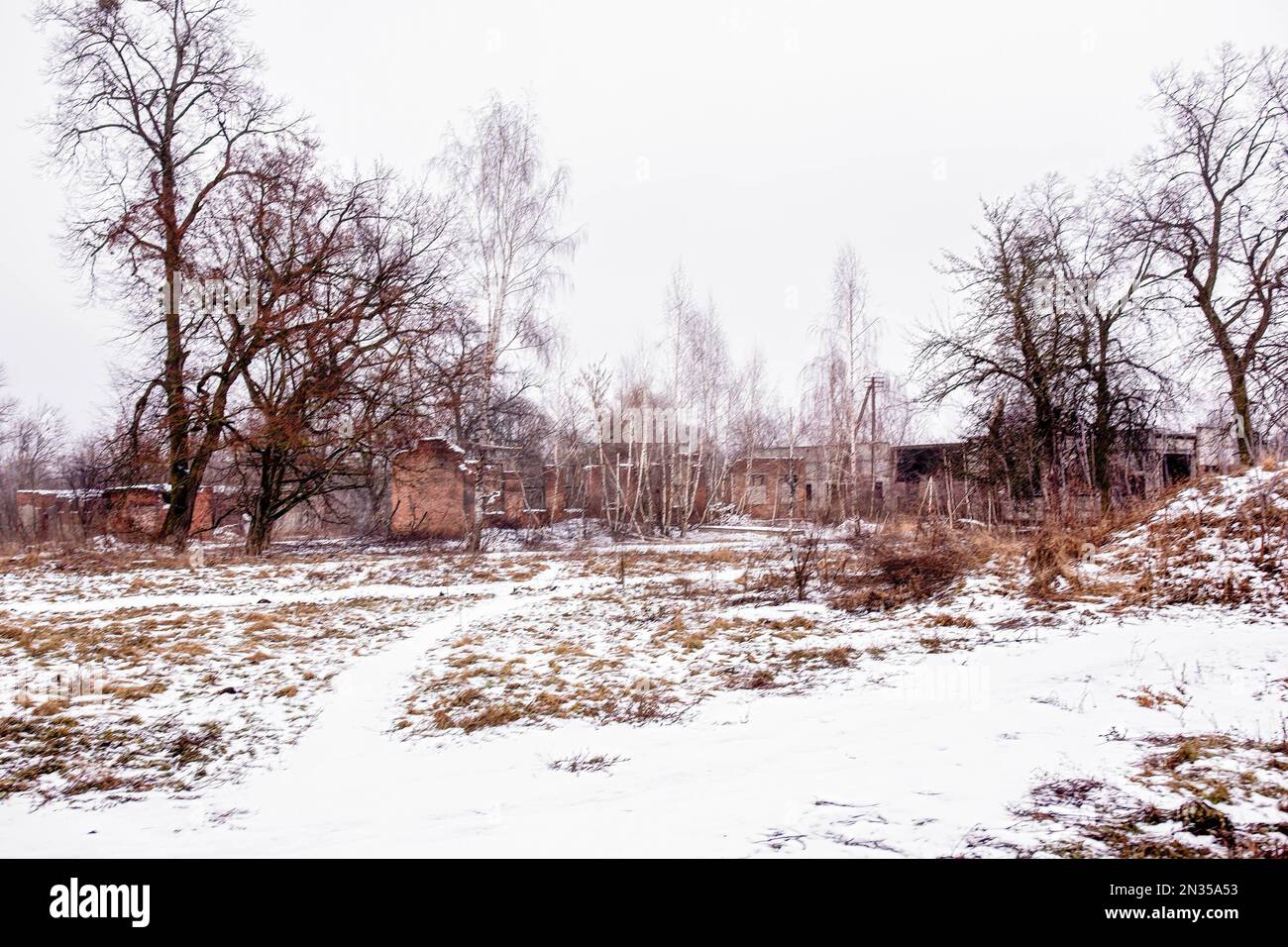 Iskryskivshchyna, Sumy, Ukraine. 3rd Feb, 2023. The remains of one of the few buildings. The village of Iskryskivshchyna, is almost completely destroyed by continuous Russian artillery shelling and only the rubble of the houses remains with a few people of the village still living together with the mayor. (Credit Image: © Marco Cordone/SOPA Images via ZUMA Press Wire) EDITORIAL USAGE ONLY! Not for Commercial USAGE! Stock Photo