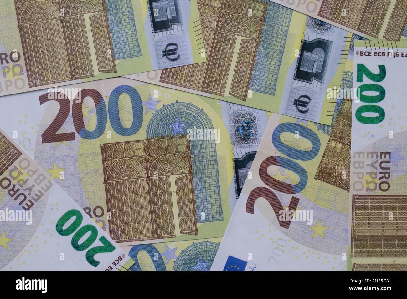 Close up of 200 euro banknotes Stock Photo