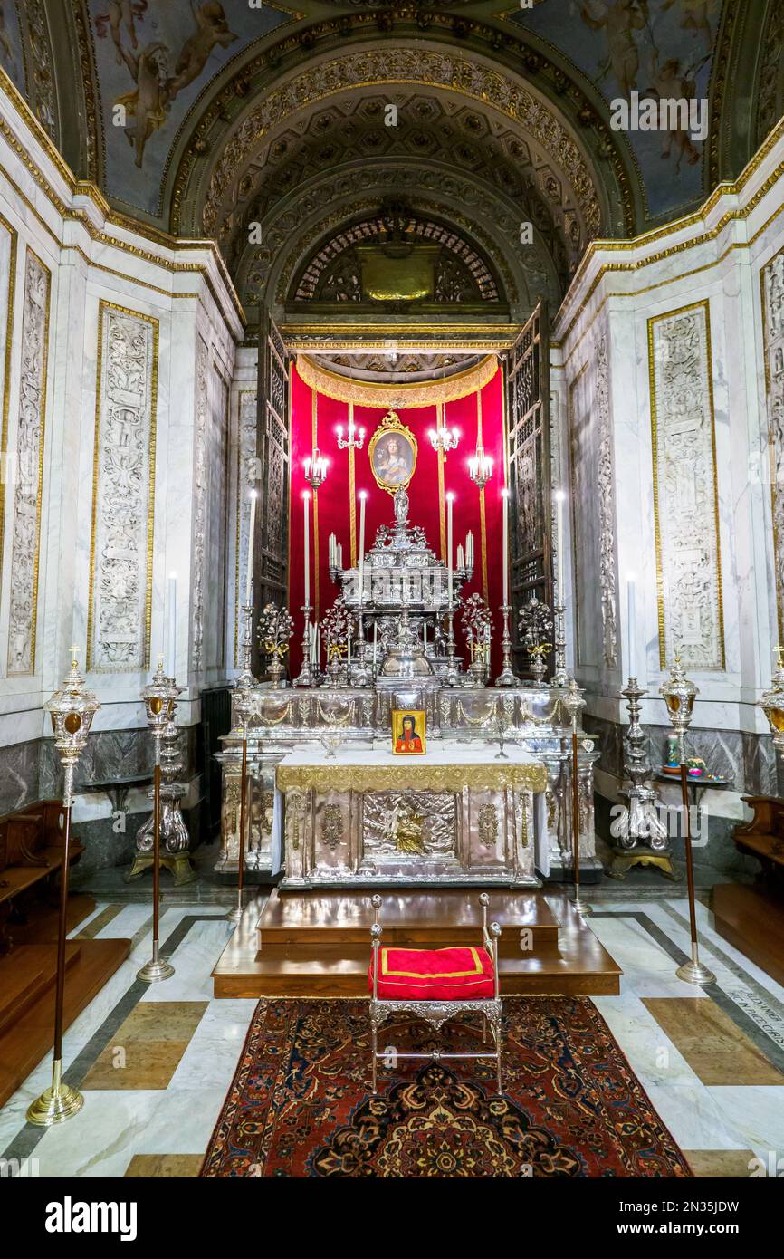 Silver altar in St. Rosalia's Chapel in the Palermo Cathedral - Sicily, Italy Stock Photo