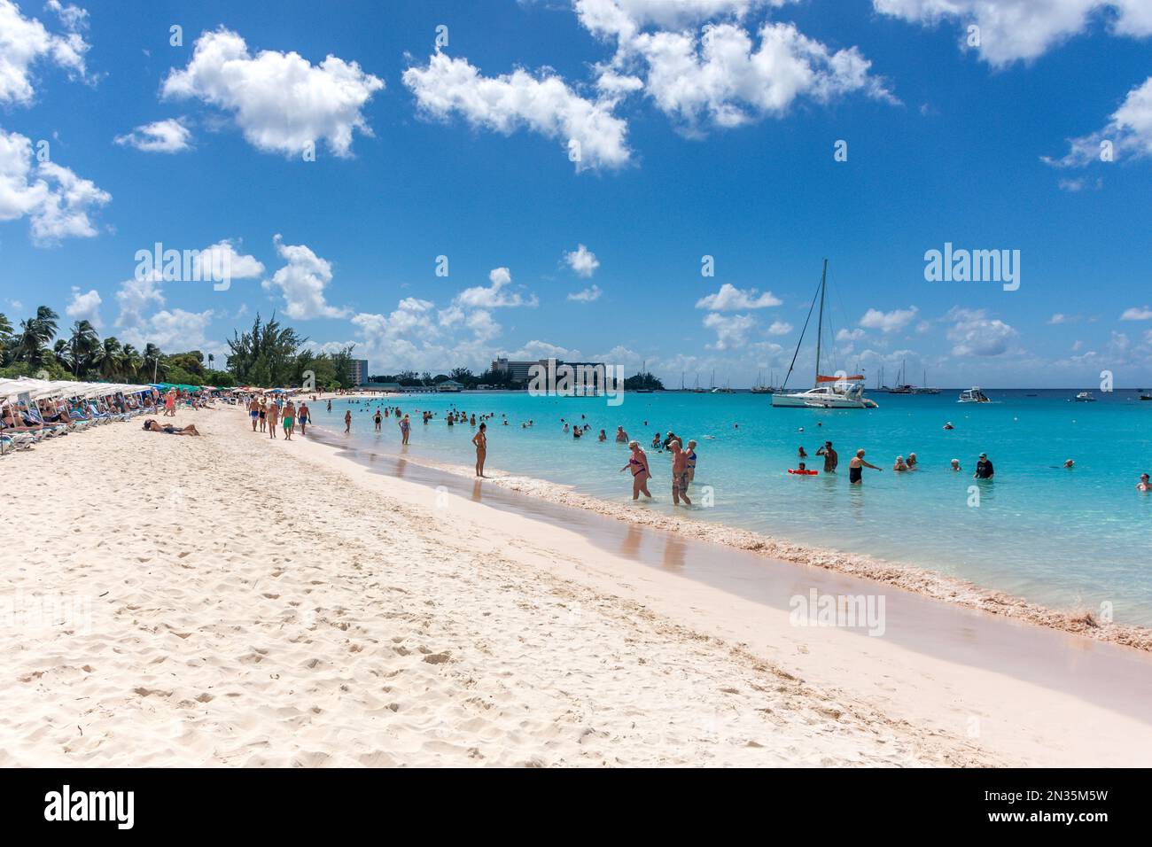 Pebbles Beach, Carlisle Bay, Bridgetown, St Michael Parish, Barbados, Lesser Antilles, Caribbean Stock Photo