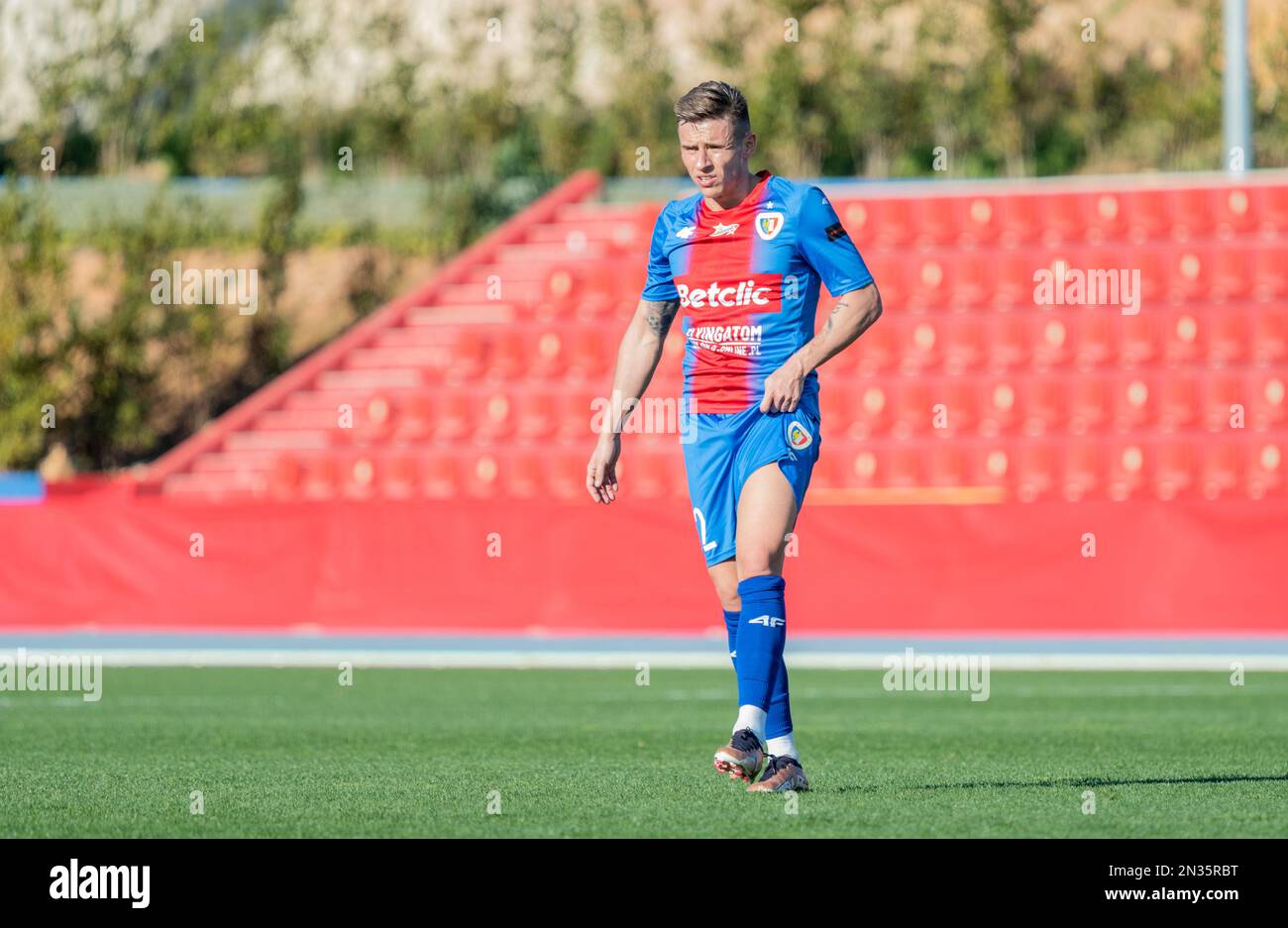 La Nucia, Spain – January 15, 2023. Piast Gliwice right-winger Damian Kadzior during club friendly Ferencvaros vs Piast Gliwice (0-1). Stock Photo