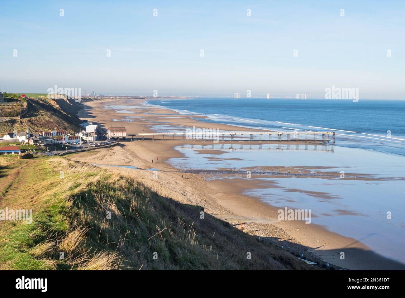 View north during low tide at Saltburn, North Yorkshire, England, UK Stock Photo