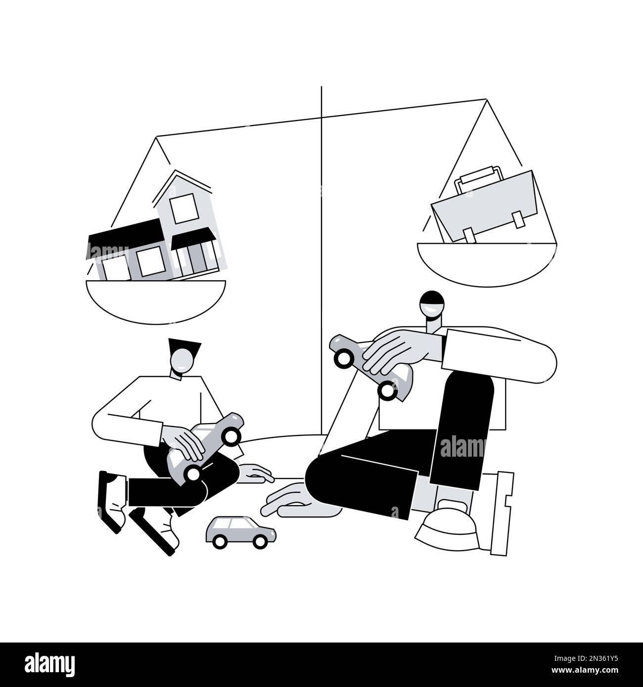 Balancing father time abstract concept vector illustration. Work life ...