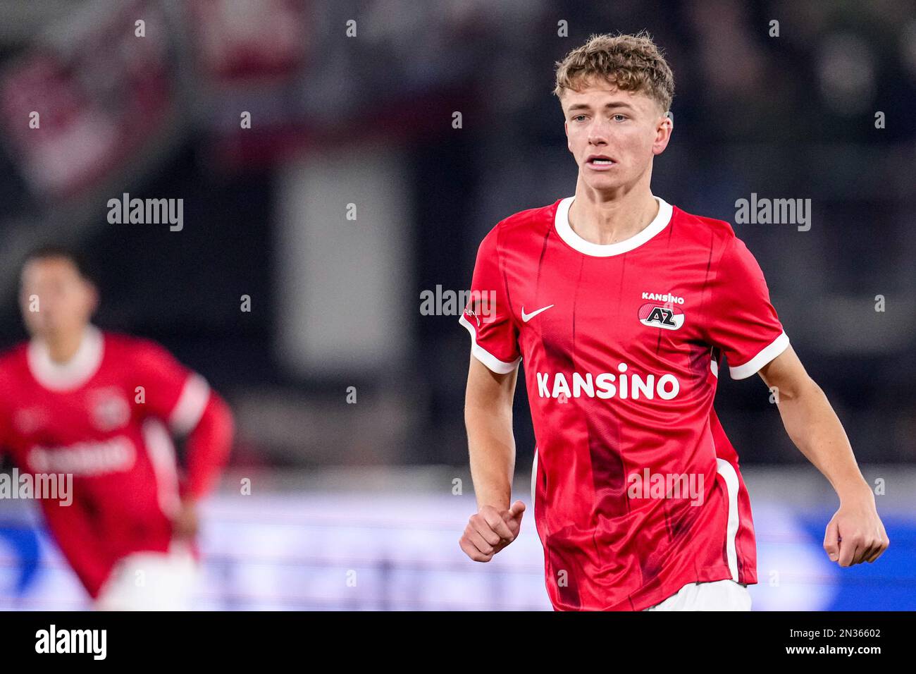 ALKMAAR, NETHERLANDS - FEBRUARY 7: Sven Mijnans of AZ Alkmaar during the  TOTO KNVB Cup - 1/8th final match between AZ and FC Utrecht at the AFAS  Stadion on February 7, 2023