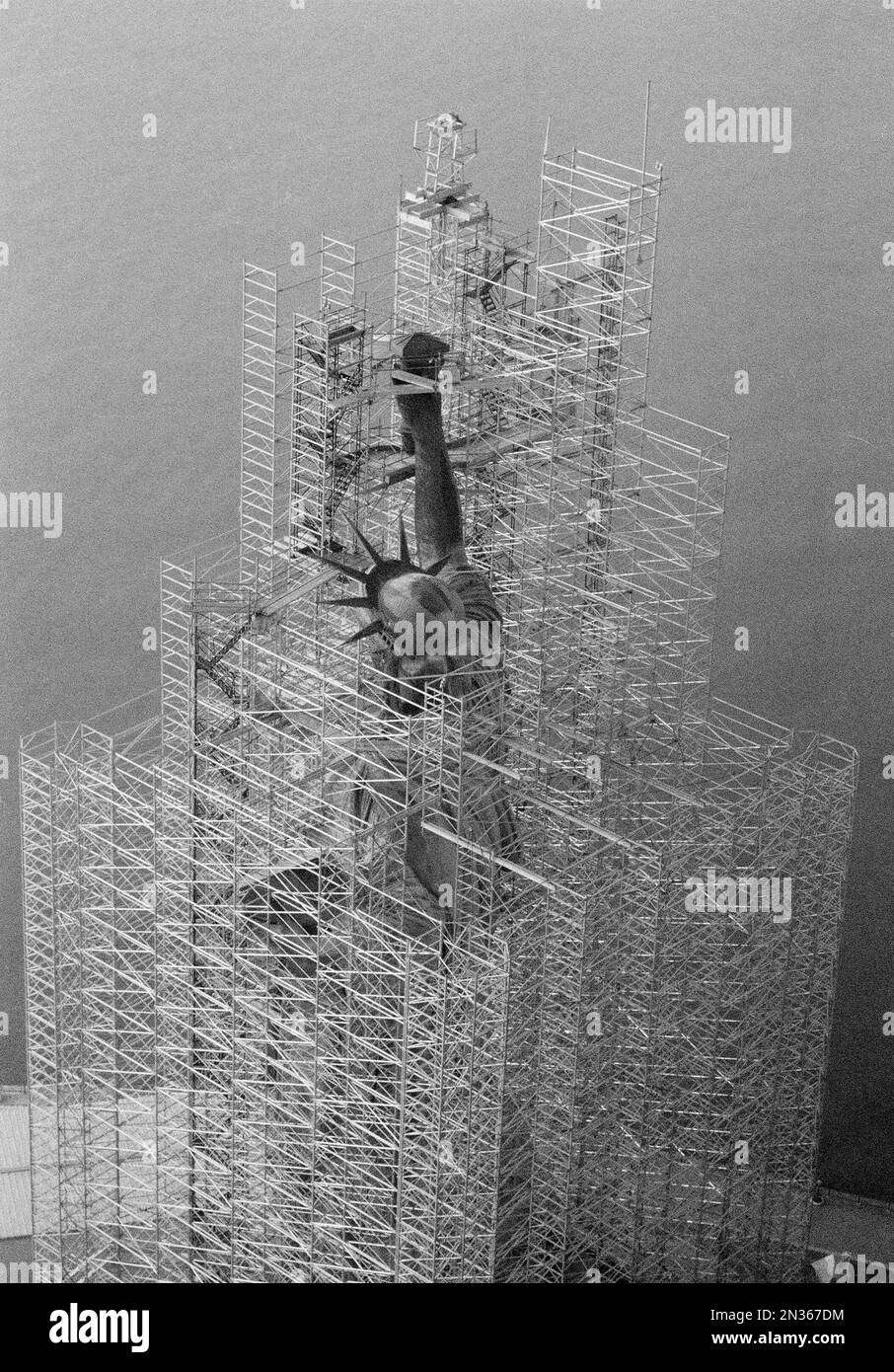 The Statue of Liberty in New York Harbor gets a new covering as